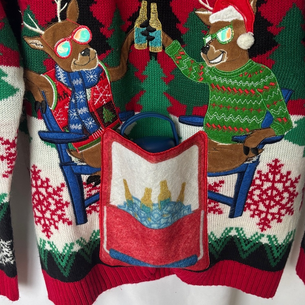 Ugly Christmas Sweater Men's Novelty Holiday Beer Crewneck Sweater Size M - Picture 4 of 11